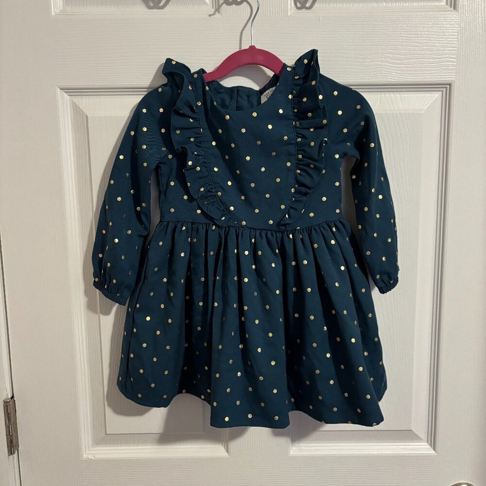 Carter's 3T Teal & Gold Long Sleeve Formal Dress